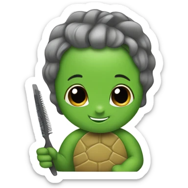 a turtle cutting hair sticker