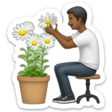 Man picking daisies sticker