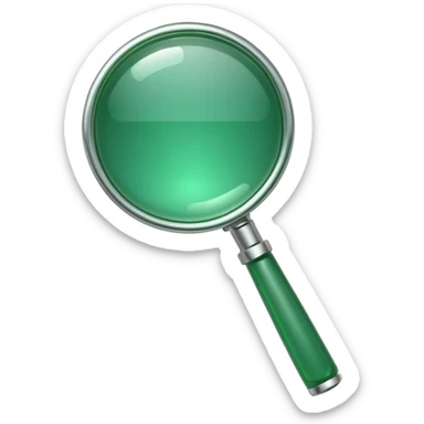 create a custom PNG of a green magnifying glass emoji that uses the same colour scheme and gloss as the 💚 and the 🟢 sticker