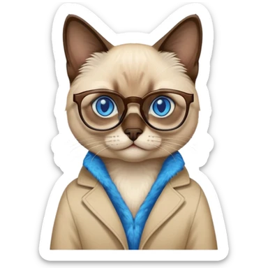 siam cat with glasses  sticker
