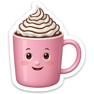 aesthetic hot chocolate with pink mug sticker
