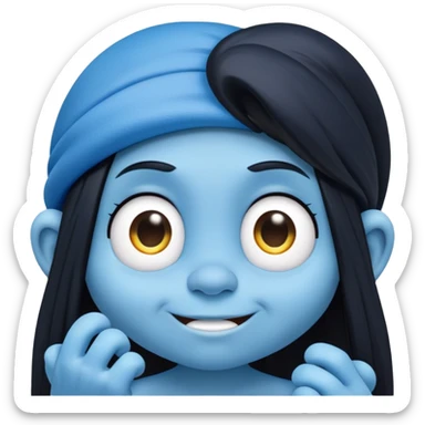 smurf with long black hair sticker