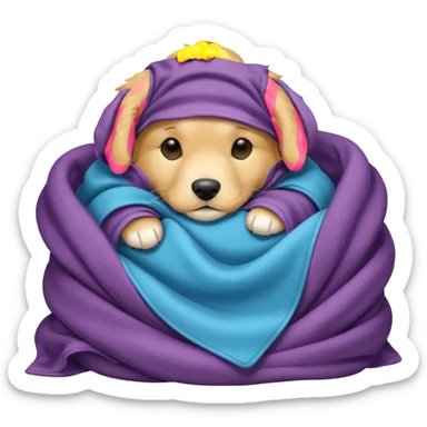 golden retriever puppy sleeping with a blanket sticker
