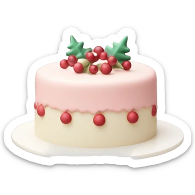 Emoji of a New Year's cake with delicate cream and minimalistic decorations (for example, a few berries or small Christmas tree toys). Warm pastel shades, clean lines sticker