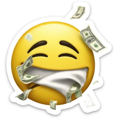 ￼￼yellow smile face that is sneezing coughing money sticker