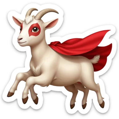 white female goat wearing a read cape like superman sticker