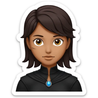 Shadow Moon (Male) from American Gods with tan skin, dark brown hair, black outfit sticker