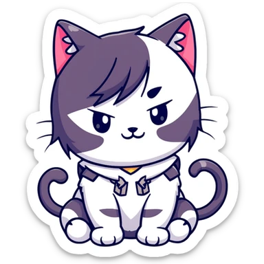 Chibi anime character with cat ears sticker