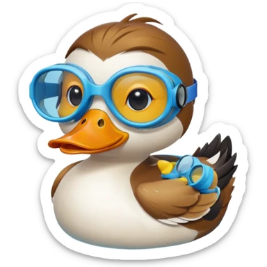 duck with swimming goggles sticker