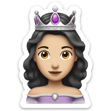 Princess- Fair skin- Long dark hair- crown sticker