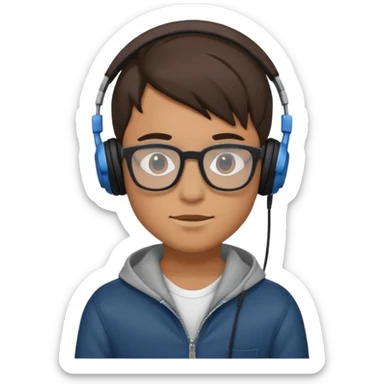 GenZ boy with headphones on and look like editor make him cool asf!  He must look like attitude and egoistic sticker