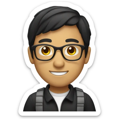 audio technician wearing glasses and black short hair sticker