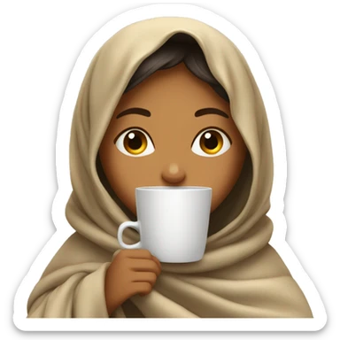 Saudi girl inside a blanket sipping coffee eyes closed sticker