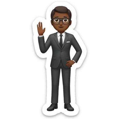 A dark-skinned man in a suit with glasses, full-length sticker