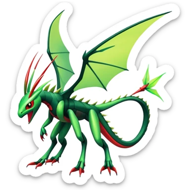 Colorful Futuristic Dark Edgy Modern Flygon-Scyther-Fakemon-creature-hybrid Full Body sticker