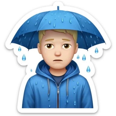 Sad day guy in with rain pouring down sticker