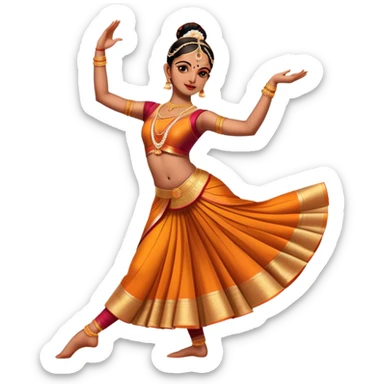 cinematic-realistic-bharatanatyam-dance-emoji,-depicted-as-an-elegant-classical-indian-dance-performance-with-graceful-poses,-intricate-costumes,-and-expressive-hand-gestures,-rendered-with-rich-textures-and-warm-dramatic-lighting, single dancer sticker