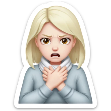 an angry girl wrapping her hands around her neck sticker