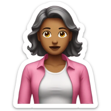 woman in pain dressed in pink shirt sticker