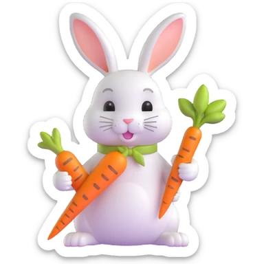 rabbit with a carrot sticker