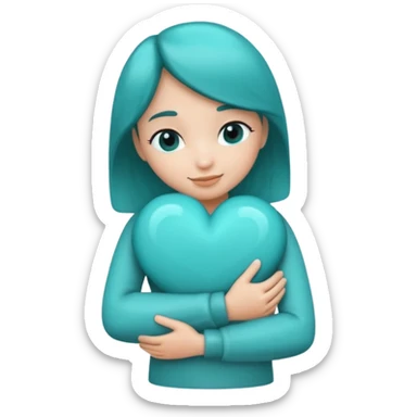teal heart in an arm hug sticker