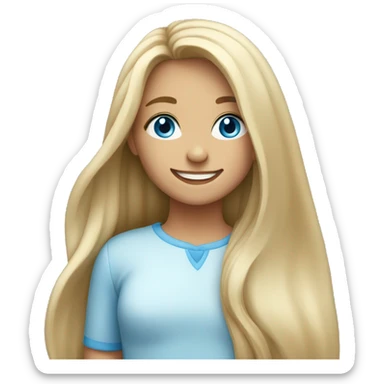 smiling girl with long hair blue eyes sticker