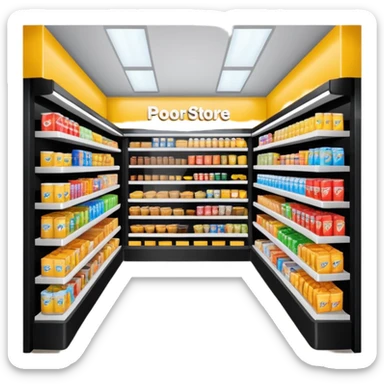 Convenience store named poor store and more sticker