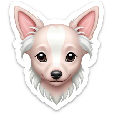 White hairless Chinese crested dog heart sticker