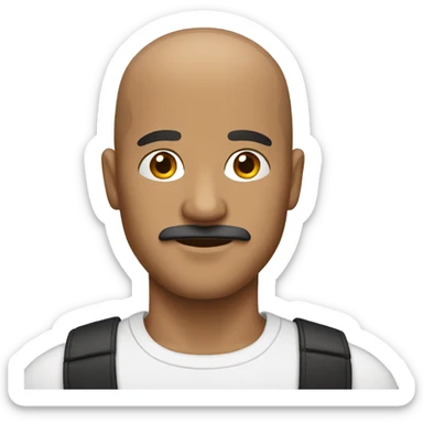 Man with shaved head and mustache  sticker