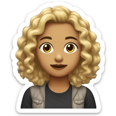 Chica Morena con cabello rizado largo sticker
