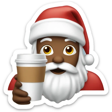 Santa wearing a hat saying bean to cup sticker