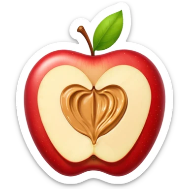 sliced apple with peanutbutter sticker