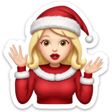 Sassy, cunty, girly Santa emoji with big lips, fake nails, and a sweater, and a santa hat (similar emoji style to uploaded). Yellow emoji. sticker