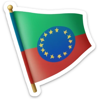 Bandera gitana azul verde y roja con rueda de carro roja en medio sticker