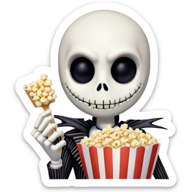 jack skellington holding popcorn sticker
