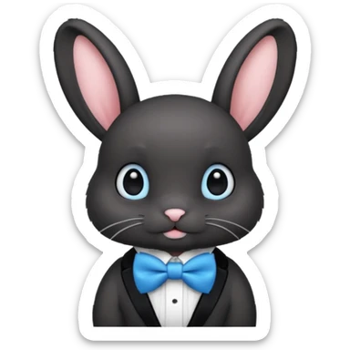 black bunny with blue bowtie sticker