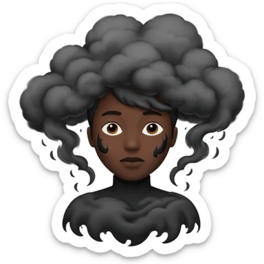 A black head covered in black smoke sticker