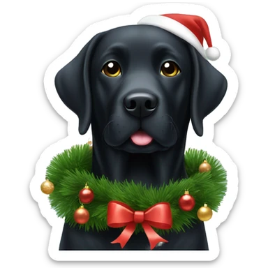 Black Labrador next to a Christmas tree cute sticker