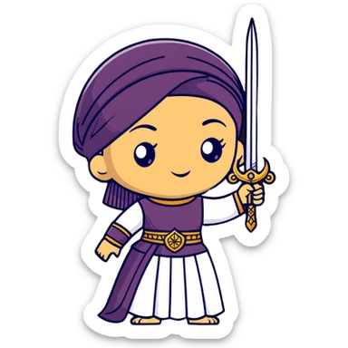 Ottoman empire sultana with sword and no Hair shpwing looking like bala sultana wife of Osman 1  sticker