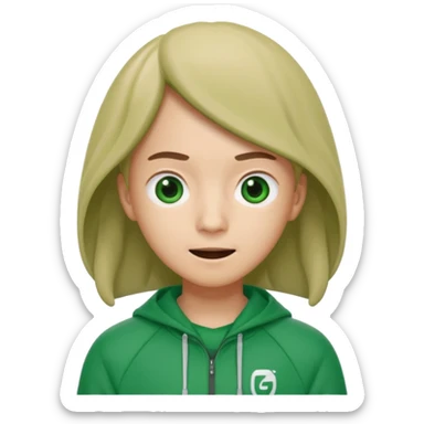 gi-hun from squid game, apple style emoji, worried face, green tracksuit sticker