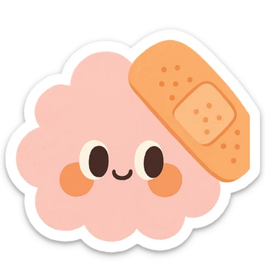 bandage, fluffy, soft texture, pastel colors, cute face sticker