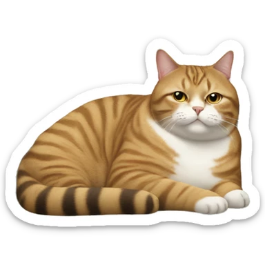Fat tabby cat lounging in the couch  sticker