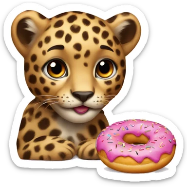 Leopard cub and a donut sticker