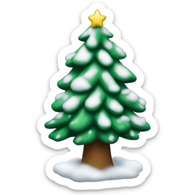 a christmas tree with a bit of white snow on it sticker