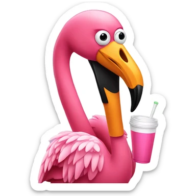 pink flamingo holding a solo cup sticker