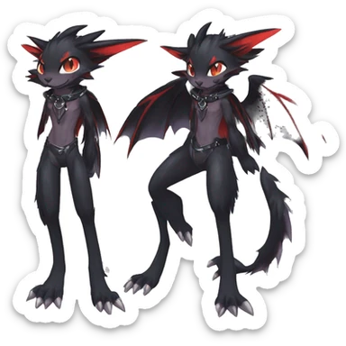 cool anthro edgy black red ethereal fantasy nargacuga-noivern-cat-Fakemon collar harness full body sticker
