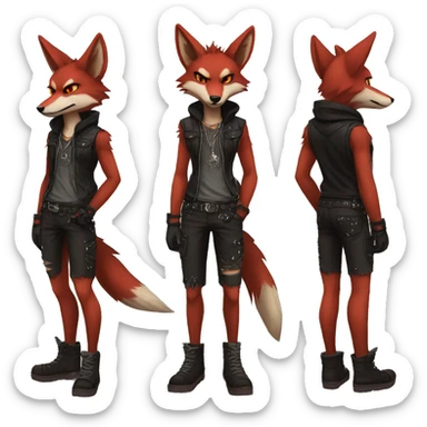 Anthro Punk Red Coyote Full body sticker