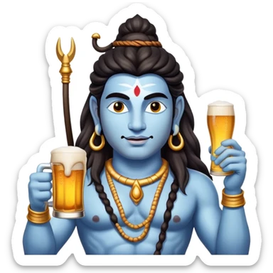 Shiva drinking a beer sticker