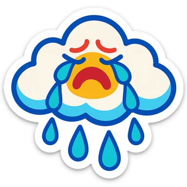crying cloud in vibrant toon style sticker
