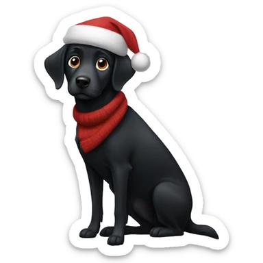 Black dog in Christmas  sticker